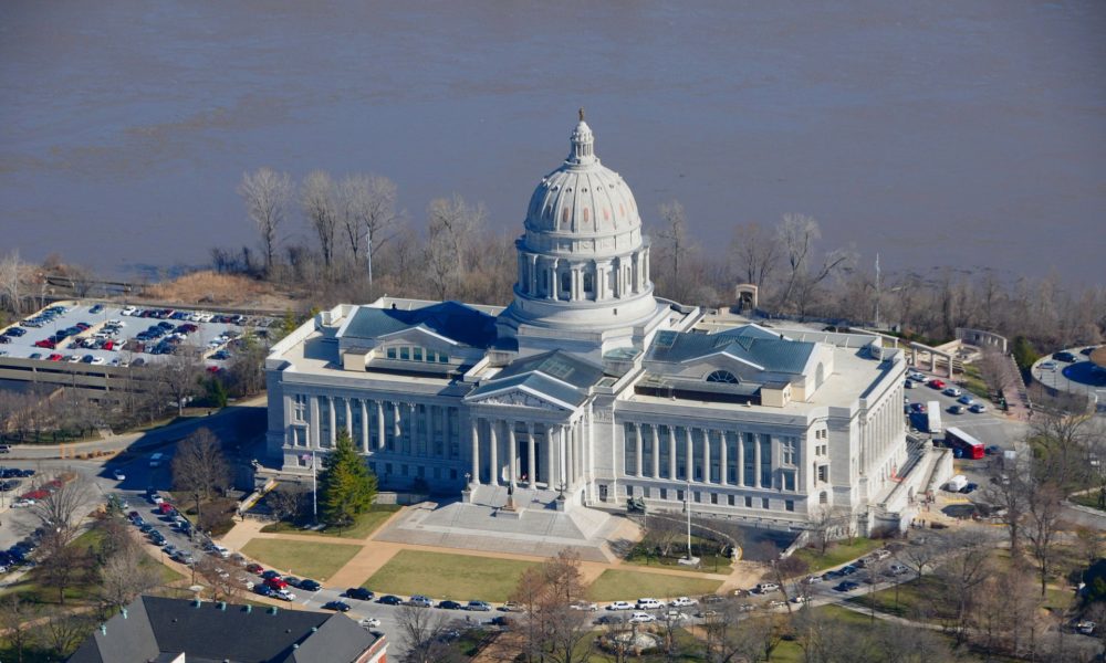 Overhead view of the capitol building in Jefferson City, Missouri